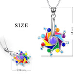 925 Sterling Silver Windmill Birthstones Pendant Necklace