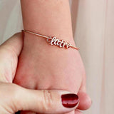 925 Sterling Silver Personalized Children's Name Bracelet-White Gold/Yellow Gold/Rose Gold Plated