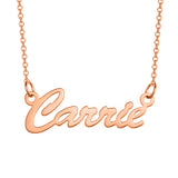 "Carrie"- Copper/925 Sterling Silver Personalized Name Necklaces Adjustable Chain 18”-20”