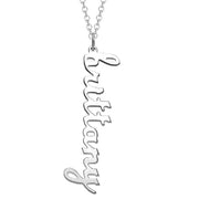 925 Sterling Silver Personalized Vertical Lowercase Script Name Necklace Adjustable Chain 18"-20"