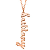 925 Sterling Silver Personalized Vertical Lowercase Script Name Necklace Adjustable Chain 18"-20"