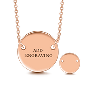 Copper/925 Sterling Silver Personalized Engravable Hang Tag Round Necklace-Adjustable 16”-20”