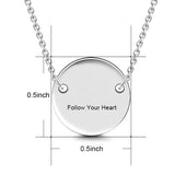 Copper/925 Sterling Silver Personalized Engravable Hang Tag Round Necklace-Adjustable 16”-20”