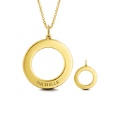 10K/14K Gold Personalized Engravable Disc Necklace Adjustable 16”-20”-White Gold/Yellow Gold/Rose Gold