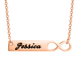 Infinity Copper/925 Sterling Silver Personalized  Engravable  Bar Necklace-Adjustable 16”-20”