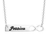 Infinity Copper/925 Sterling Silver Personalized  Engravable  Bar Necklace-Adjustable 16”-20”