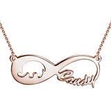 Elephant 14K Gold  Personalized Infinity Name Necklace Adjustable Chain - White Gold/Yellow Gold/Rose Gold