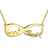 Elephant 14K Gold  Personalized Infinity Name Necklace Adjustable Chain - White Gold/Yellow Gold/Rose Gold