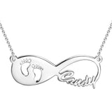 Footprint 14K Gold Personalized Infinity Name Necklace Adjustable Chain- White Gold/Yellow Gold/Rose Gold