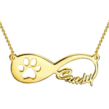 Pawprint Infinity Name Necklace-Silver/14K Gold