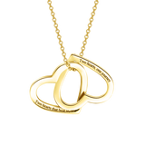 Two Hearts as One - 10K/14K Gold Personalized Double Heart Necklace Adjustable 16”-20”