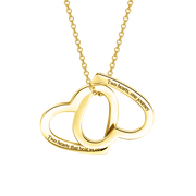 Two Hearts as One - 10K/14K Gold Personalized Double Heart Necklace Adjustable 16”-20”