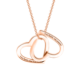 Two Hearts as One - 10K/14K Gold Personalized Double Heart Necklace Adjustable 16”-20”