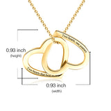 Two Hearts as One - 10K/14K Gold Personalized Double Heart Necklace Adjustable 16”-20”