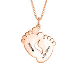 Baby Feet 10K/14K Gold Personalized Engravable Name And Birthday Hang Tag Memories  Necklace Adjustable 16”-20”