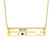 Close To My Heart - 10K/4K Gold Personalized Engraved Bar Necklace Adjustable 16”-20”