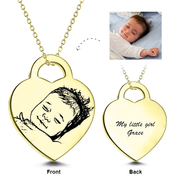 Personalized 14K Gold Adjustable 16”-20” Kids Engraved Photo Necklaces