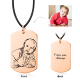 Personalized Engraved Kids Photo Necklace Adjustable 16”-20” -14K Gold