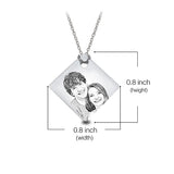 925 Sterling Silver RHOMBUS PHOTO ENGRAVED NECKLACE