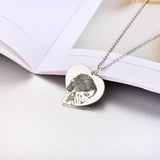 925 Sterling Silver Personalized Heart Engraved Photo Necklace Adjustable 16"-20"