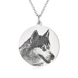 925 Sterling Silver Personalized Round Engraved Photo Necklace Adjustable 16"-20"