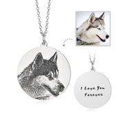 925 Sterling Silver Personalized Round Engraved Photo Necklace Adjustable 16"-20"