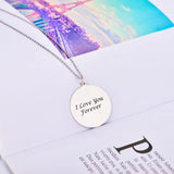 925 Sterling Silver Personalized Round Engraved Photo Necklace Adjustable 16"-20"