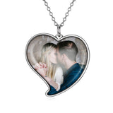 Love You-925 Sterling Silver Personalized Heart Color Photo Necklace Adjustable 18"-20"