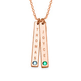 Copper/925 Sterling Silver Personalized Bar Necklace with Birthstone Adjustable 18”-20”