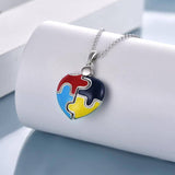 Autism Awareness Necklace Sterling Silver Heart Photo Locket Necklace