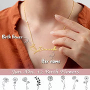 Fashion Name Necklace with Birth Flower