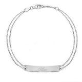 925 Sterling Silver Personalized  Bar Engraved Bracelet Adjustable 6”-7.5”