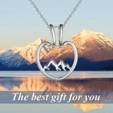 Snowy Mountain Ring Holder Necklace in White Gold Sterling Silver