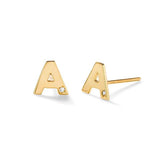 925 Sterling Silver Personalized Diamond Uppercase Letter Name Earrings