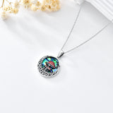 Abalone Shell Mushroom Necklace in Oxidation Plated Sterling Silver