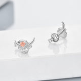 Highland Cow Stud Earrings 925 Sterling Silver Jewelry