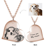 14K Gold Love Heart Personalized Engraved Photos Necklace Adjustable 16”-20”