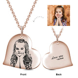 925 Sterling Silver Love Heart Kids Personalized Engraved Photos Necklaces Adjustable 16”-20”